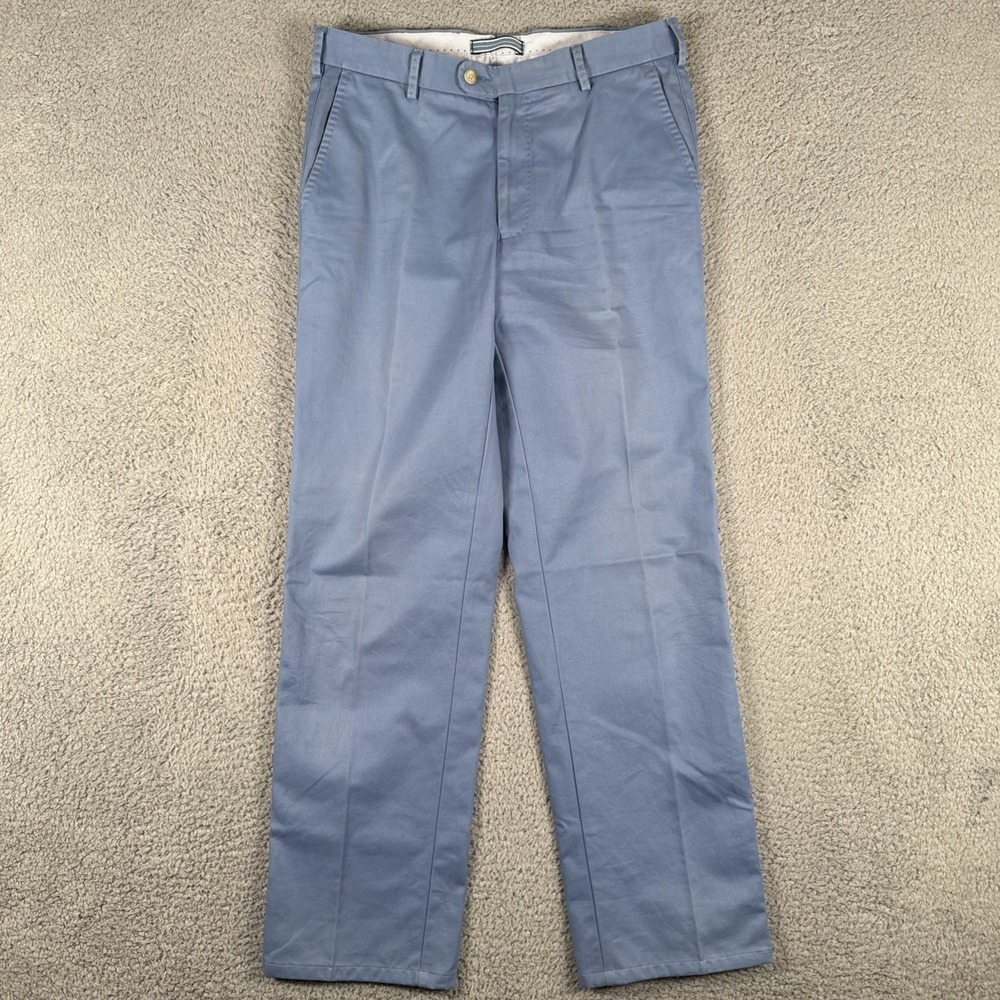 Peter Millar Pants Mens 32x30 Blue Flat Front Chino Raleigh Washed Twill - Picture 2 of 9